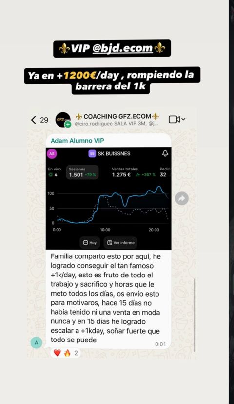 Resultado de alumno: más de 1200 € al día