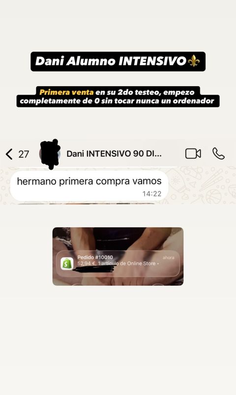 Resultado de alumno: primera venta en su segundo testeo